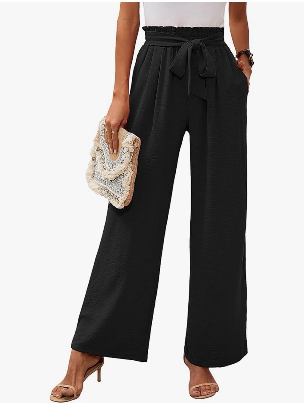 Paperbag Wide Leg Lounge Pants S